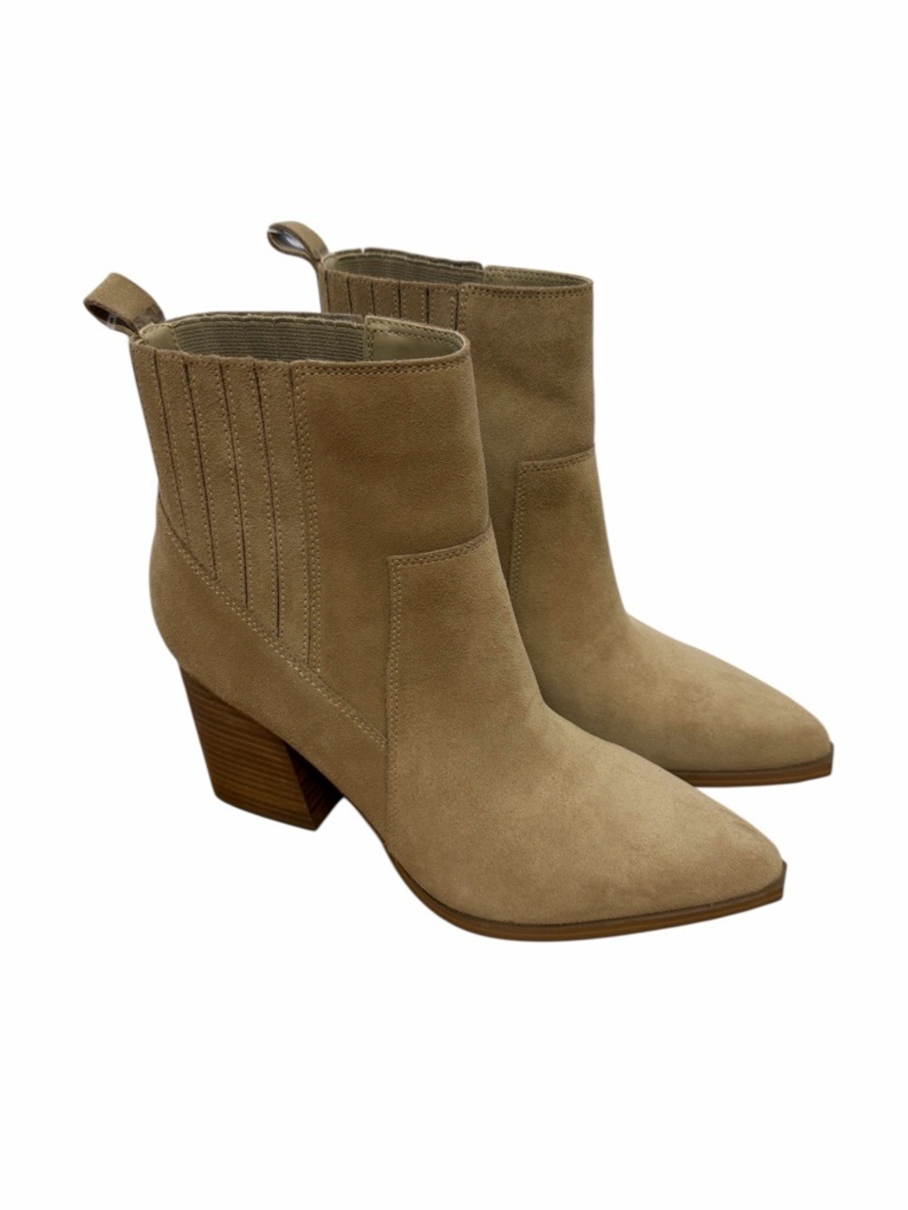 Marc Fisher Women’s Size 9.5 Taupe Suede Chelsea Ankle Boots Block Heel NWOT